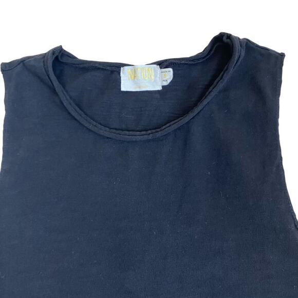 Nation LTD Basic Black Cotton Tank Top Distressed Rolled Trims Casual Minimalist - Picture 10 of 16